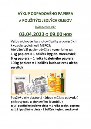 Výkup odpadového papiera a použitých jedlých olejov 